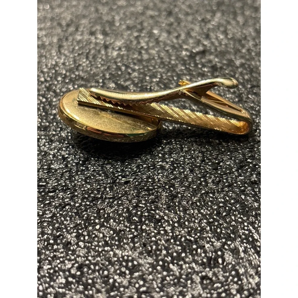 VTG Mother of Pearl Horse Tie Clip Bar Gold Tone Equestrian Jewelry Mens accesso